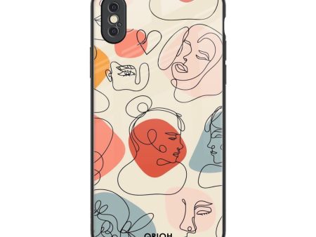 Abstract Faces Glass Case for iPhone XS Online Sale