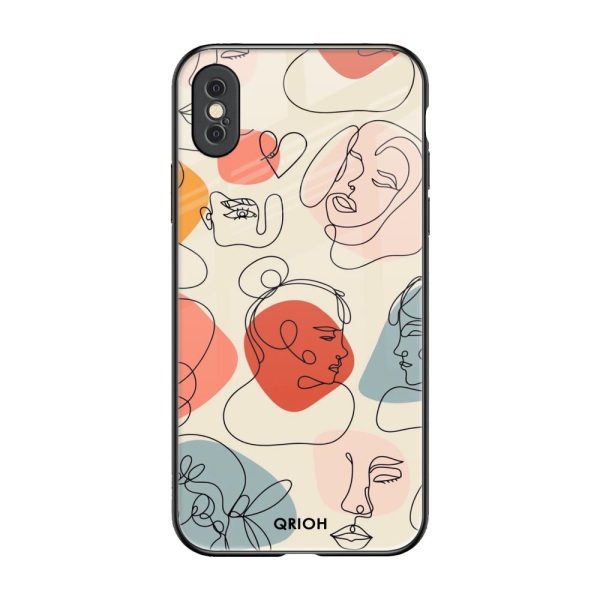 Abstract Faces Glass Case for iPhone XS Online Sale