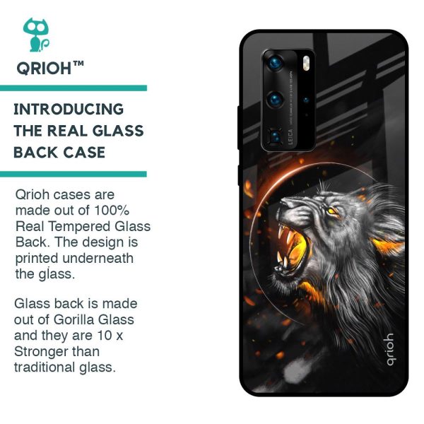 Aggressive Lion Glass Case for Huawei P40 Pro Hot on Sale