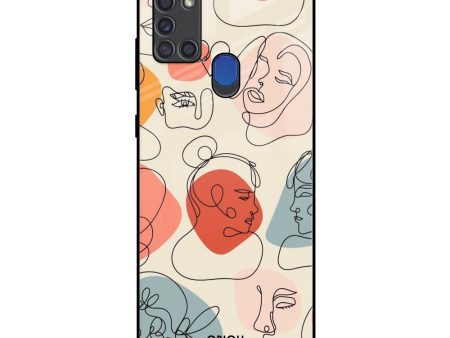 Abstract Faces Glass Case for Samsung A21s Online Hot Sale