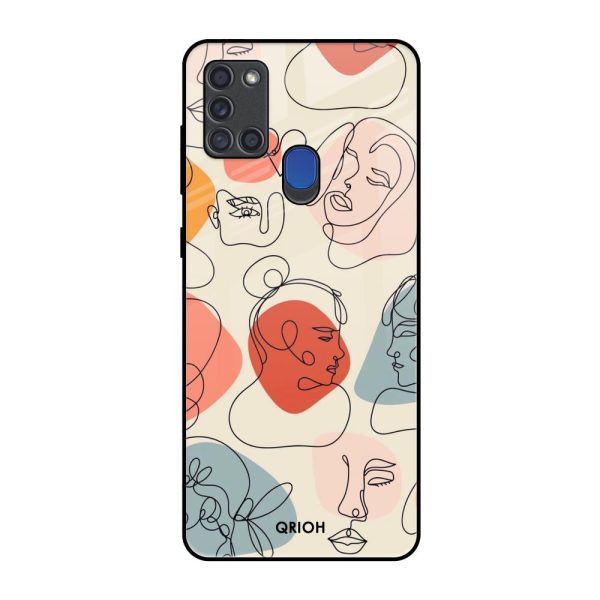 Abstract Faces Glass Case for Samsung A21s Online Hot Sale