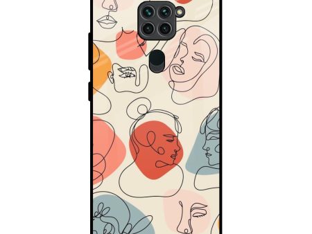 Abstract Faces Glass Case for Redmi Note 9 Fashion