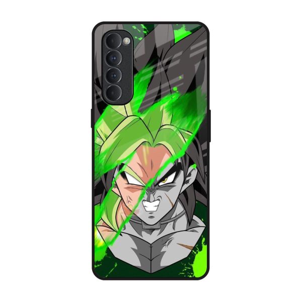 Anime Green Splash Glass Case for Oppo Reno4 Pro Fashion