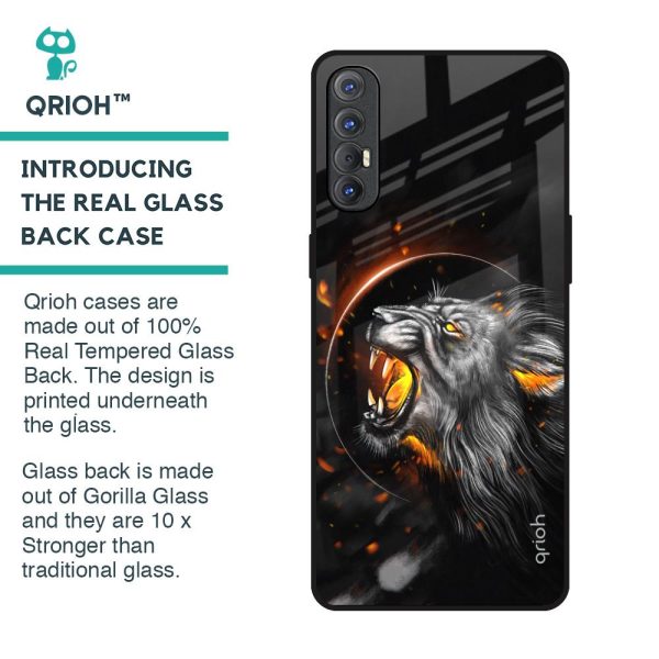 Aggressive Lion Glass Case for Oppo Reno 3 Pro Cheap