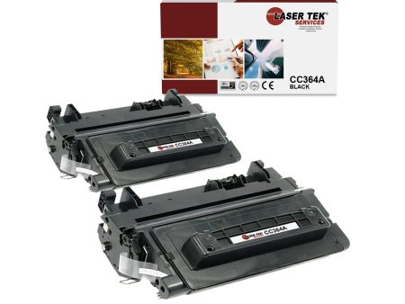 2 Pack HP 64A CC364A Black Compatible Toner Cartridge | Laser Tek Services For Sale