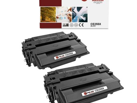 2 Pack HP 55X CE255X Black Compatible High Yield Toner Cartridge | Laser Tek Services For Sale