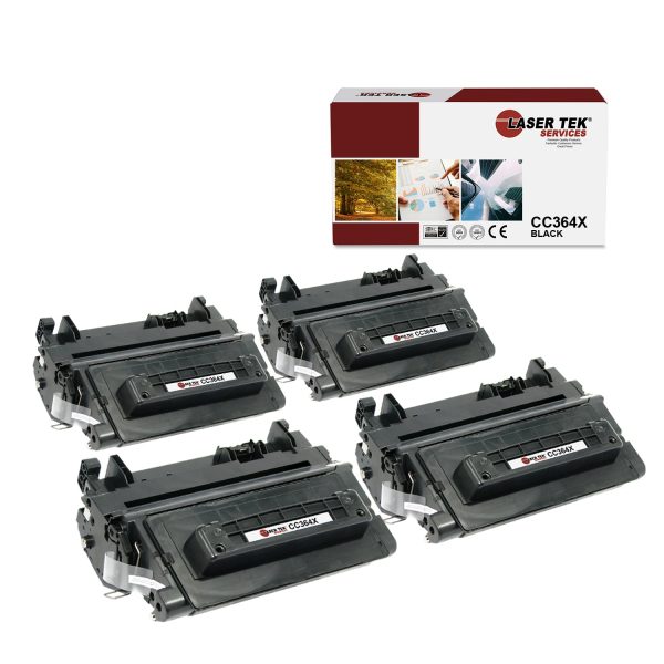 4 Pack HP 64X CC364X Black Compatible High Yield Toner Cartridge | Laser Tek Services Online now